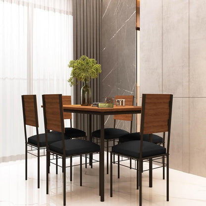 Anishwar Havelock 6 Seater Dining Set ( Black Fabric )