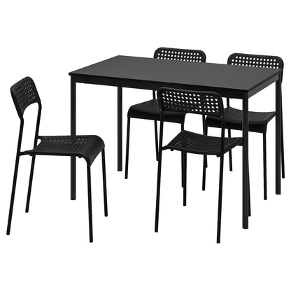 Anishwar Enrico 4 Seater Dining Set Black Finish