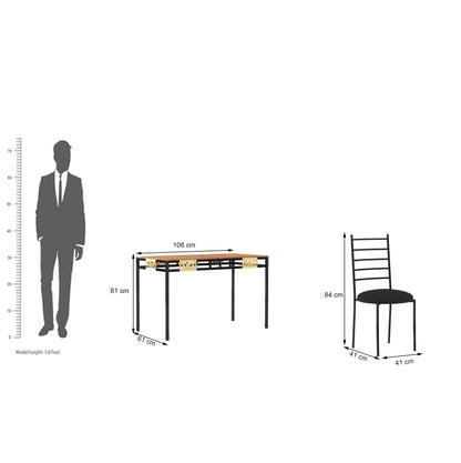 Engendered Wood Top Dining Table with Cushioned Chairs | Metal Dining Table Set for Living Room Dinning Hall Home Hotel