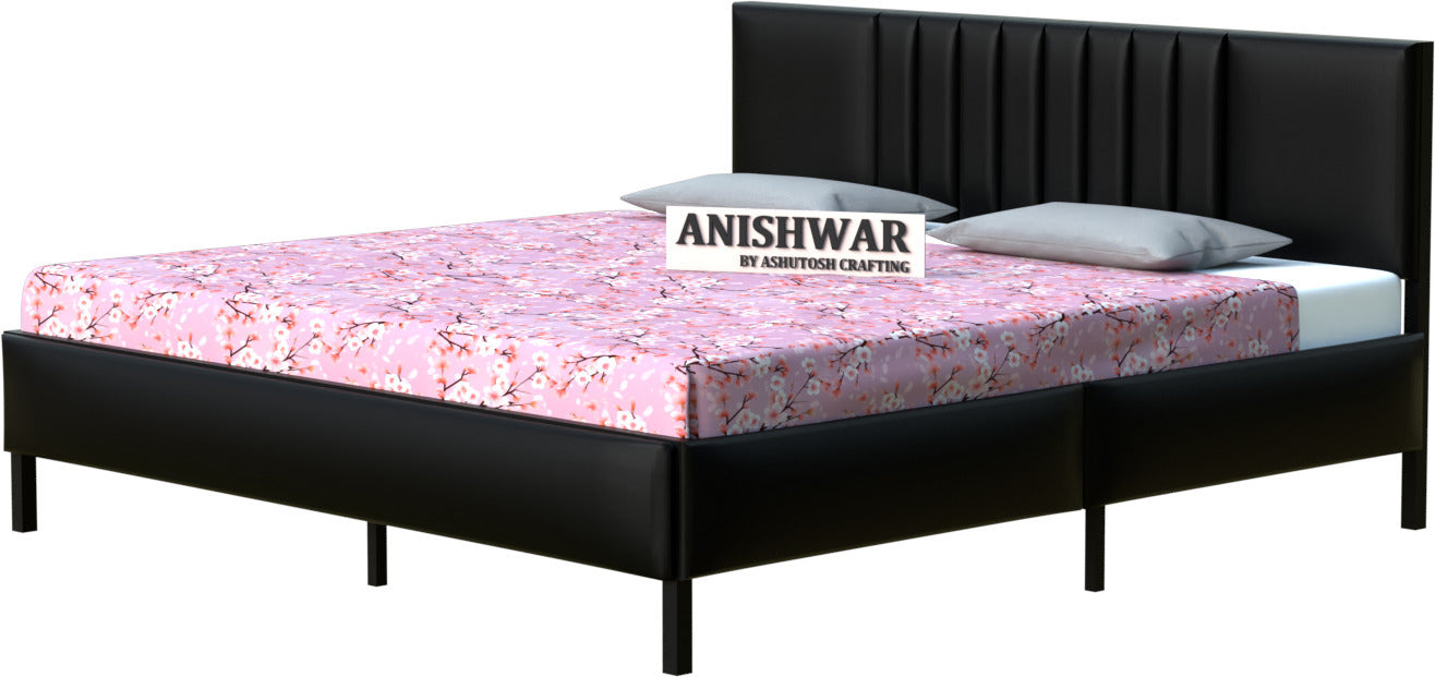 Anishwar Angela Upholstered Queen Bed ( Black Finish )