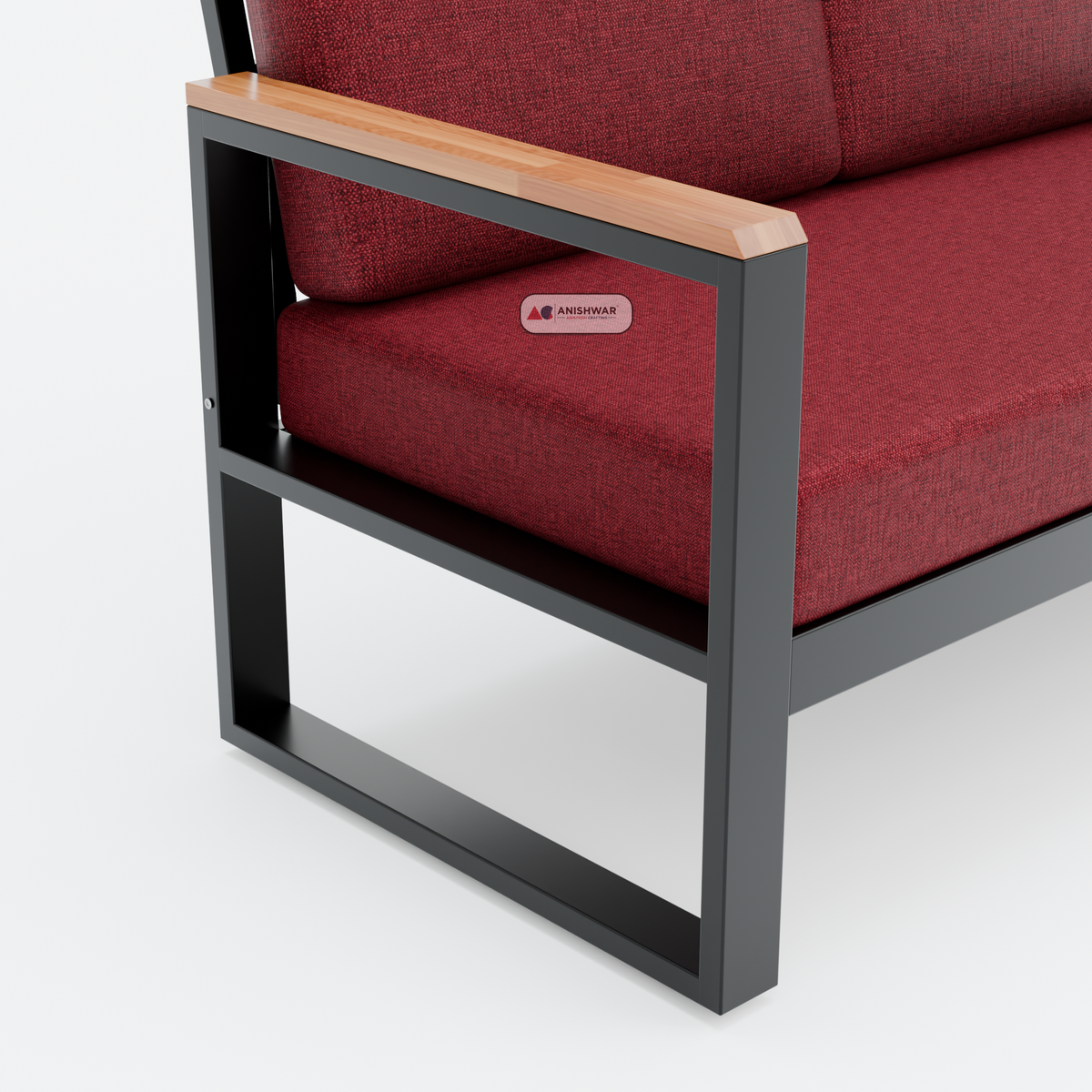 Metal Frame 2 Seater Sofa | Modern Fabric Sofa for Living Room | Wooden Sofa Alternative