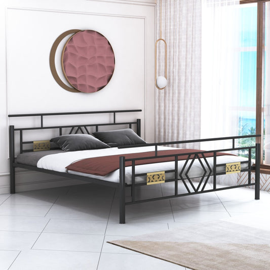 Anishwar House Ston Metal King Bed ( Black Finish )