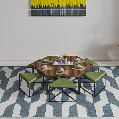 Anishwar Hexagon Coffee Table ( Black And Green Finish )