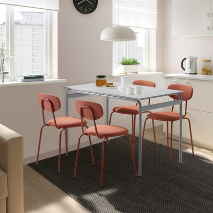 Anishwar Vanilla 4 Seater Dining Set ( White And Orange )