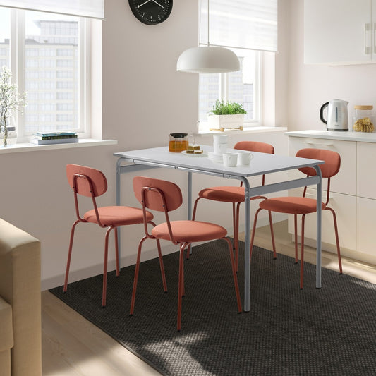 Anishwar Vanilla 4 Seater Dining Set ( White And Orange )