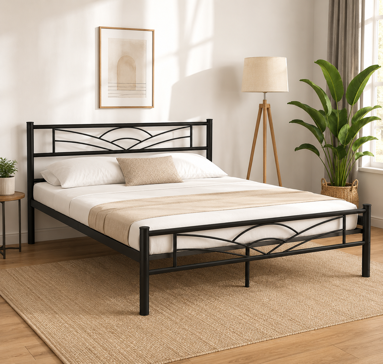 King Size Metal Bed for Bedroom | Modern & Sturdy Steel Bed
