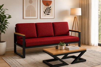 ANISHWAR 5 Seater Sofa Set (3+2) with Coffee Table | Metal Frame Upholstered Living Room Set