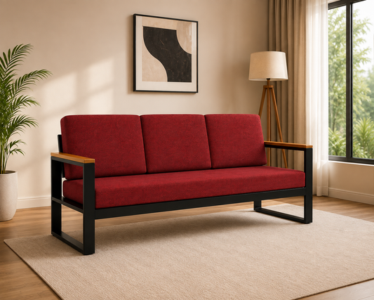 ANISHWAR 3 Seater Metal Frame Sofa – Premium Upholstered Sofa