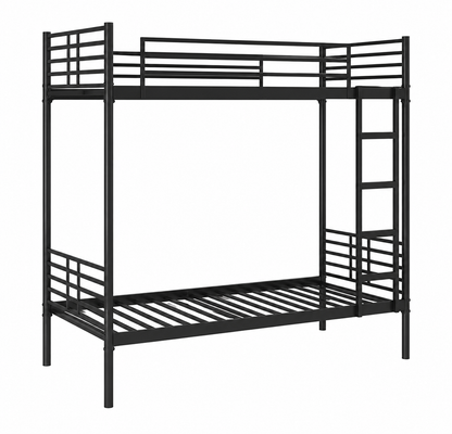 ANISHWAR Metal Bunk Bed for Kids & Adults | Double Decker Bunk Bed with Ladder & Safety Rails | Strong Metal Frame | Space Saving Twin Bunk Bed | Black