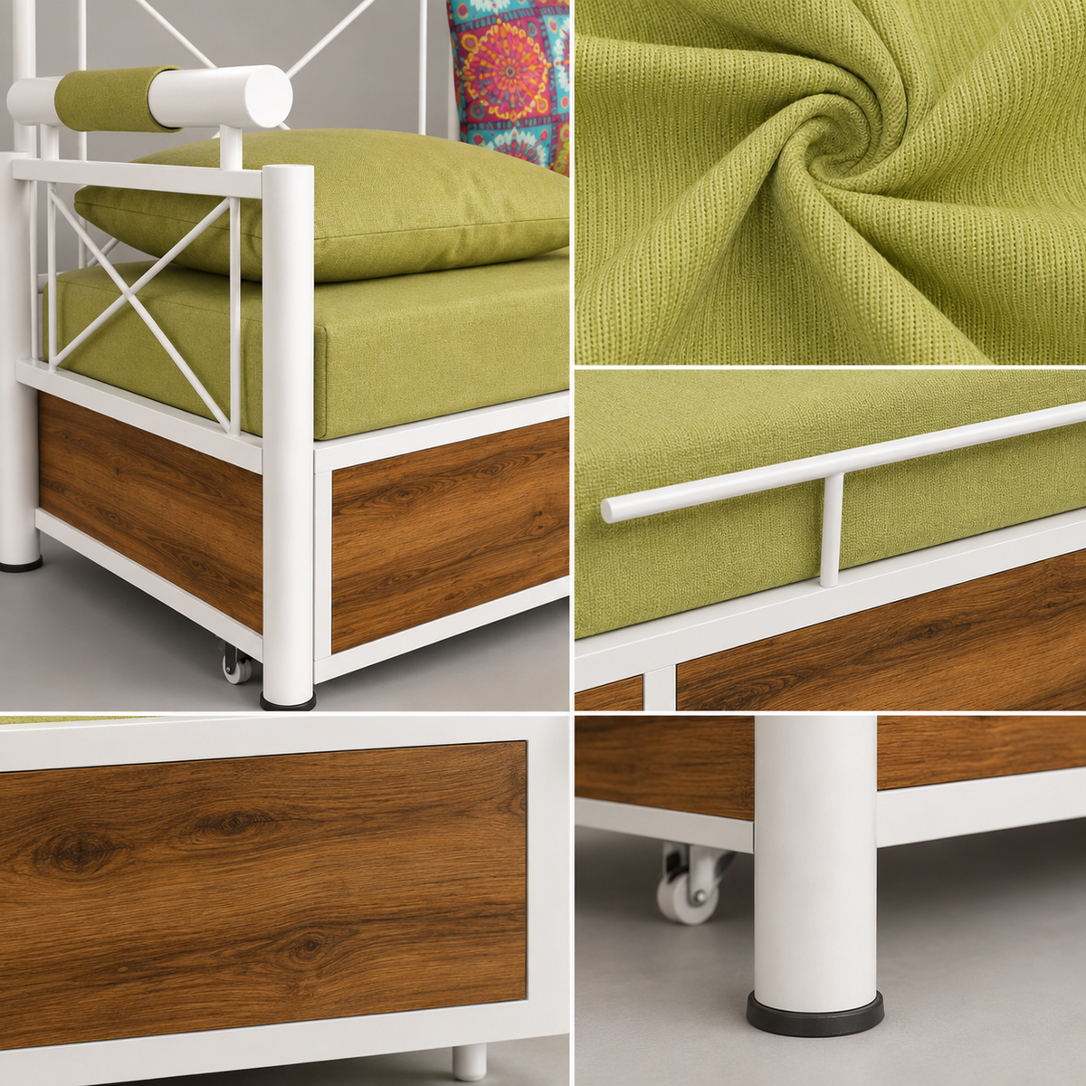 ANISHWAR Sofa Cum Bed for Living Room | King Size Sofa Cum Bed with Cushioned Mattress | Strong Metal Frame with Wooden Finish Panels | 78 × 48 Inches | Modern Convertible Sofa Bed