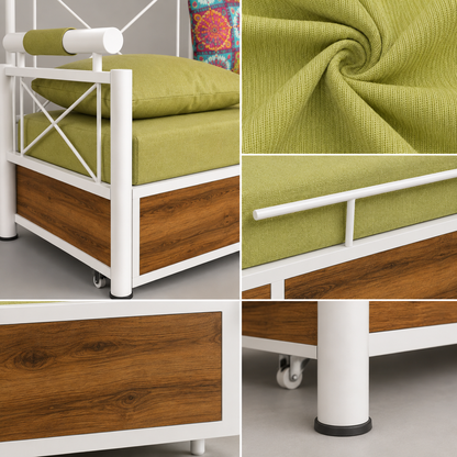 ANISHWAR Sofa Cum Bed for Living Room | King Size Sofa Cum Bed with Cushioned Mattress | Strong Metal Frame with Wooden Finish Panels | 78 × 48 Inches | Modern Convertible Sofa Bed