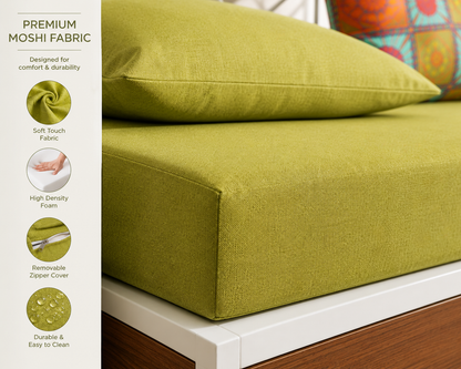 ANISHWAR Sofa Cum Bed for Living Room | King Size Sofa Cum Bed with Cushioned Mattress | Strong Metal Frame with Wooden Finish Panels | 78 × 48 Inches | Modern Convertible Sofa Bed