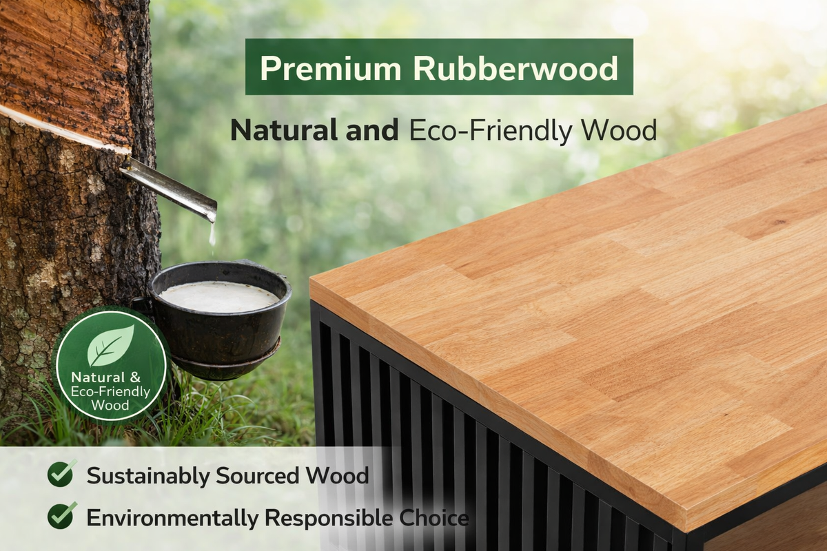 ANISHWAR Metal Coffee Table with Solid Rubberwood Top, Contemporary Style, Rectangular Shape, Black and Wood Finish, Heavy Duty Powder Coated Frame