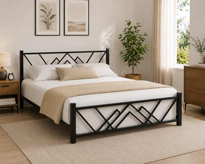 ANISHWAR King Size Metal Bed | Premium Iron Bed with Elegant Curved Design