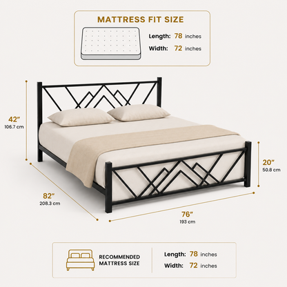 ANISHWAR King Size Metal Bed | Premium Iron Bed with Elegant Curved Design
