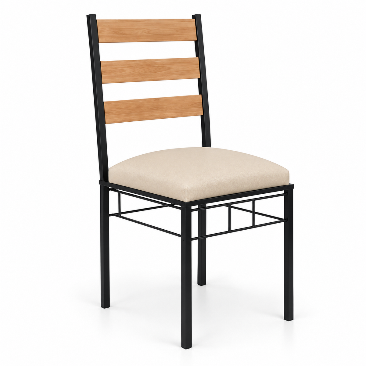 4 Seater Dining Table Set for Home | 48 × 30 Inch Dining Table with 4 Cushioned Chairs | Wooden Finish Table with 2 Inch Round Metal Frame | Modern Dining Set for 4
