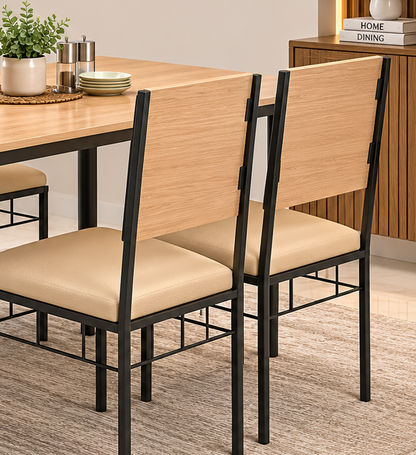 4 Seater Dining Table Set for Home | 48 × 30 Inch Dining Table with 4 Cushioned Chairs | Modern Wooden Finish Table with Strong Metal Frame | Dining Set for 4