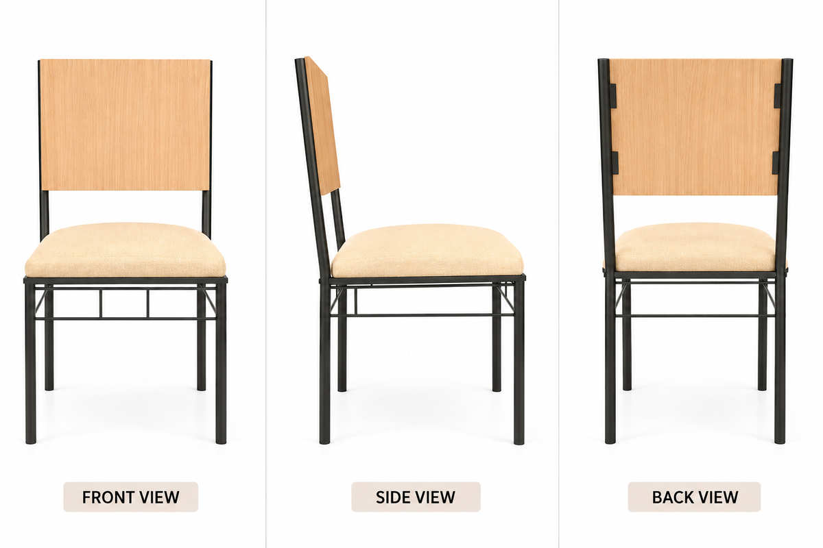 6 Seater Dining Table Set for Home | 60 × 36 Inch Dining Table with 6 Cushioned Chairs | Wooden Finish MDF Top with Strong Metal Frame | Modern Dining Set for 6