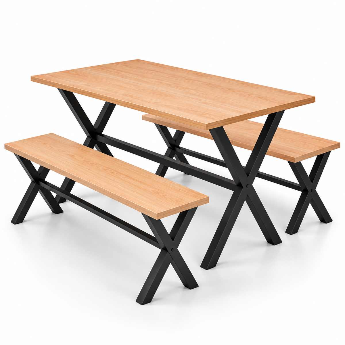 ANISHWAR 4 Seater Dining Set with Bench | Modern Metal Frame Dining Table Set