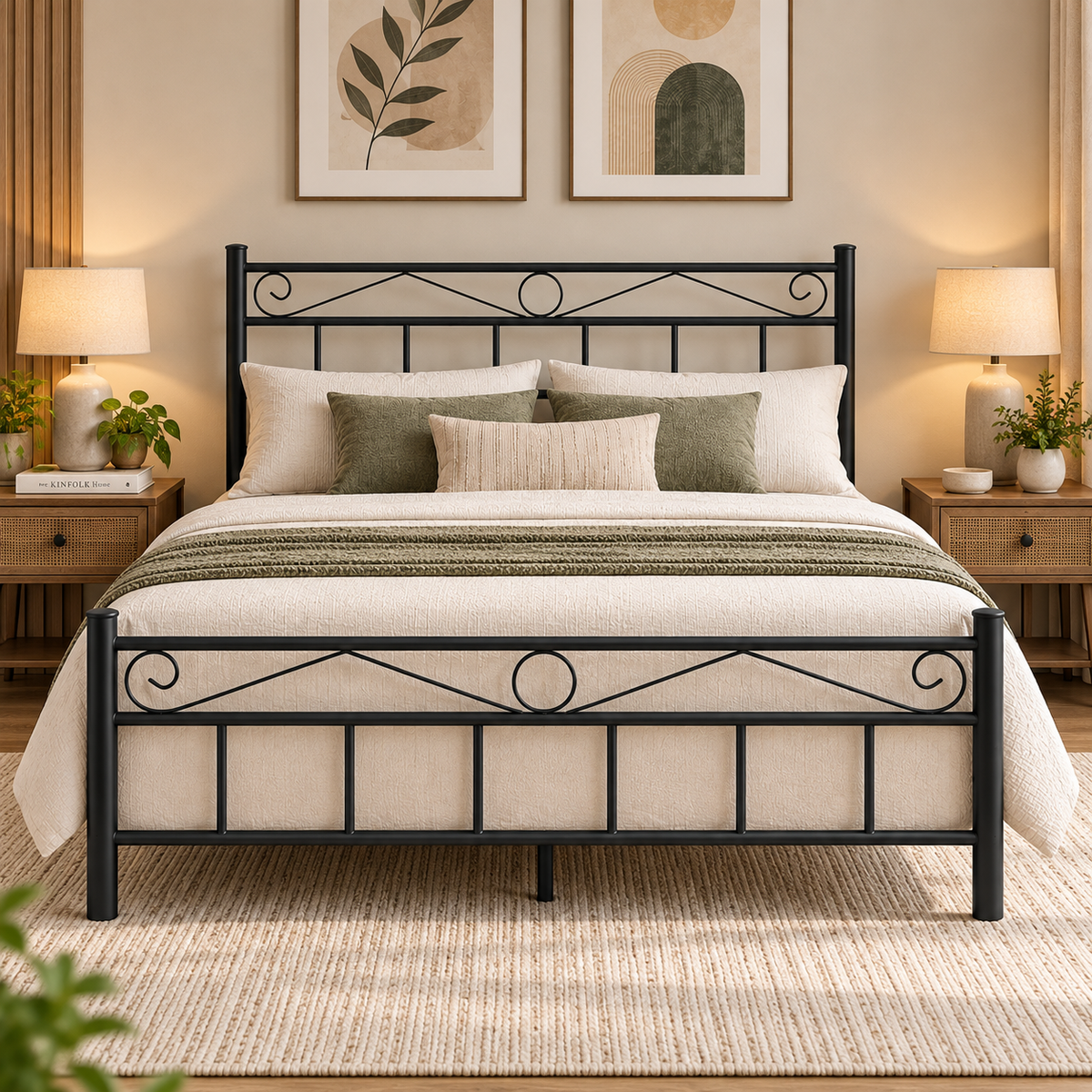 ANISHWAR King Size Metal Bed for Bedroom | 72 × 78 Inch King Bed Frame | Strong Metal Construction with Stylish Decorative Headboard & Footboard | Modern Double Bed for Home