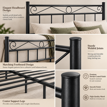 ANISHWAR King Size Metal Bed for Bedroom | 72 × 78 Inch King Bed Frame | Strong Metal Construction with Stylish Decorative Headboard & Footboard | Modern Double Bed for Home
