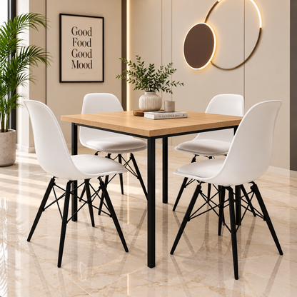 ANISHWAR 4 Seater Dining Table Set with 4 Chairs | 48 × 30 × 30 Inch Dining Table | Modern Wooden Finish Table | Strong Metal Frame | Premium Dining Set