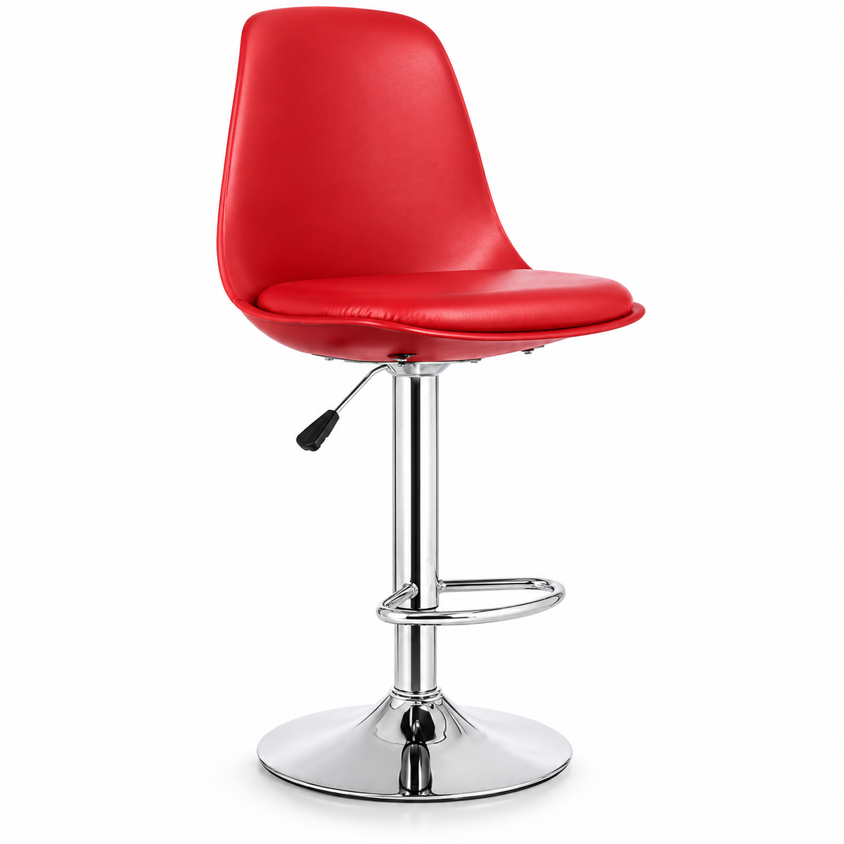 ANISHWAR Adjustable Bar Stool | Red Padded Seat with Chrome Metal Base | 360° Swivel Counter Stool | Height Adjustable Kitchen & Bar Chair | Modern Stool