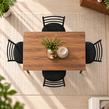 4 Seater Dining Table Set for 4 | Modern Dining Table with Cushioned Chairs | Strong Metal Frame with Wooden Finish Top | 106 × 61 cm | Dining Set for Home