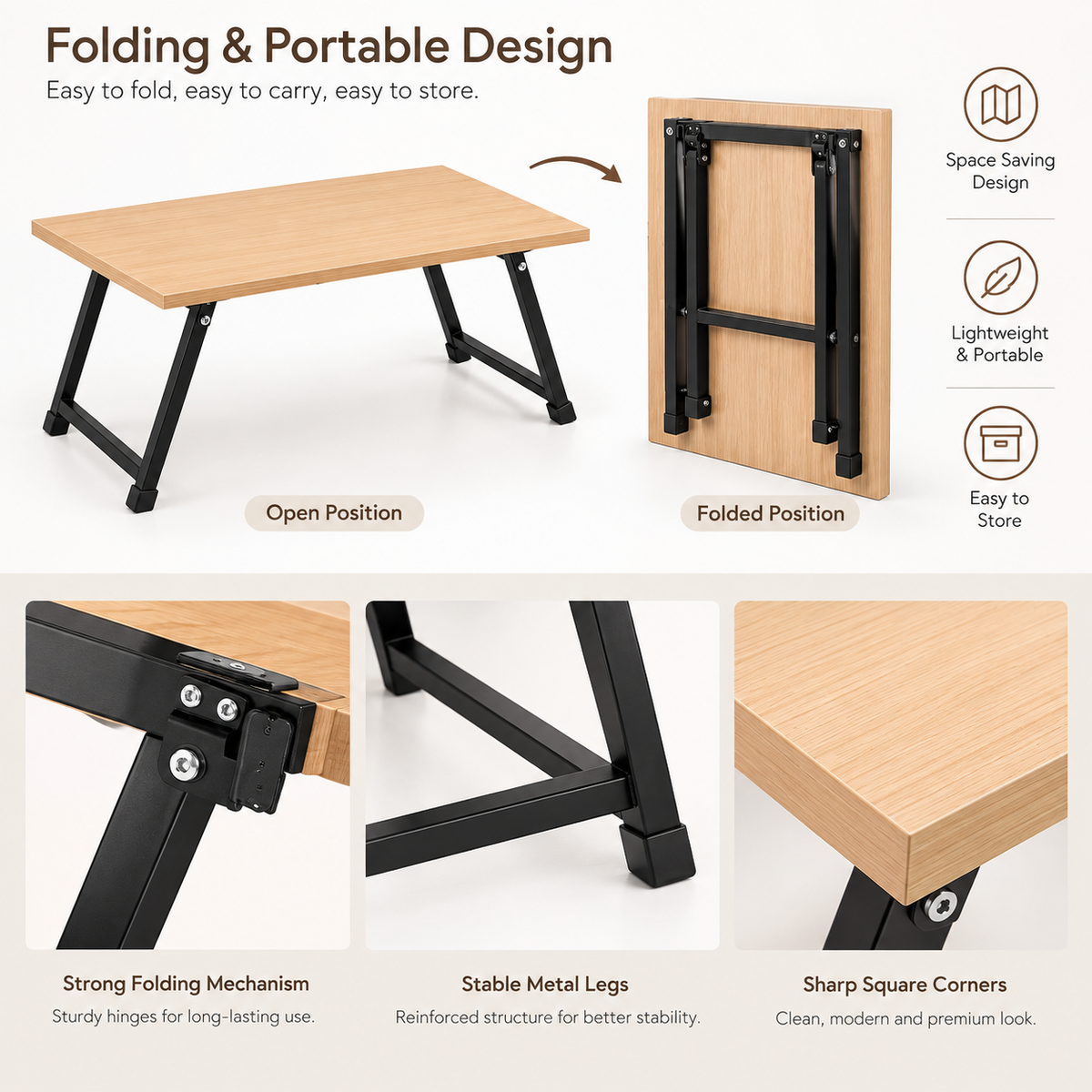 ANISHWAR Portable Laptop Table for Bed & Sofa | Compact Folding Study & Work Table