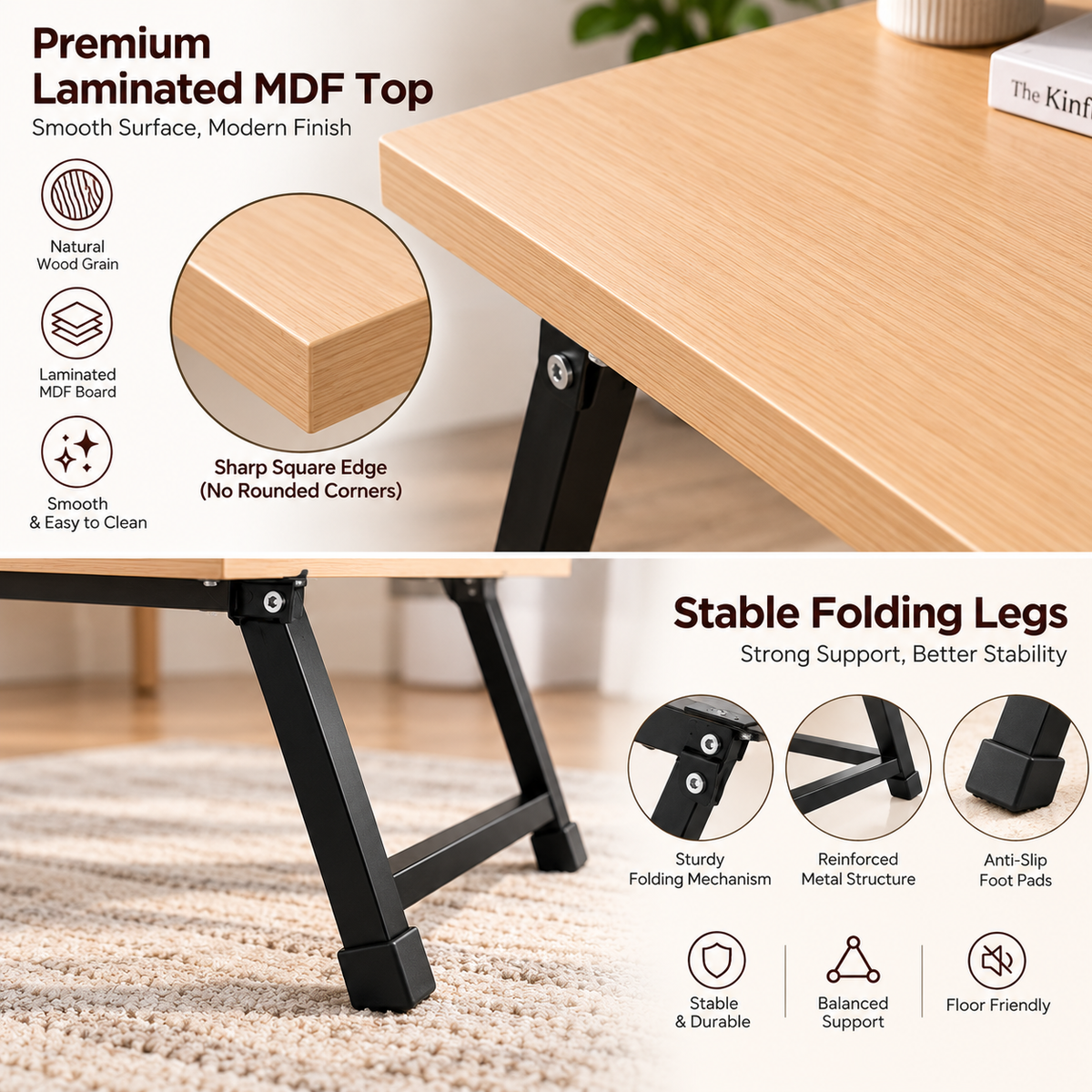 ANISHWAR Portable Laptop Table for Bed & Sofa | Compact Folding Study & Work Table