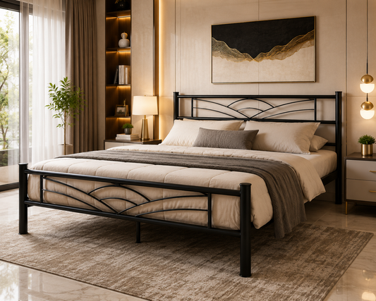 King Size Metal Bed for Bedroom | Modern & Sturdy Steel Bed