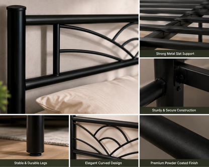 King Size Metal Bed for Bedroom | Modern & Sturdy Steel Bed