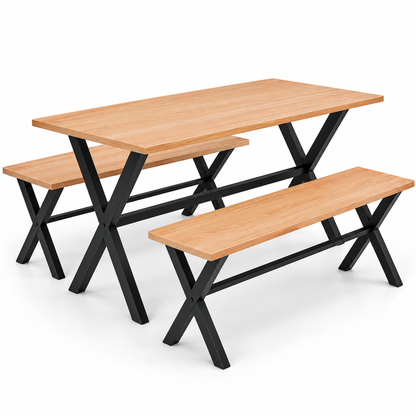 ANISHWAR 4 Seater Dining Set with Bench | Modern Metal Frame Dining Table Set