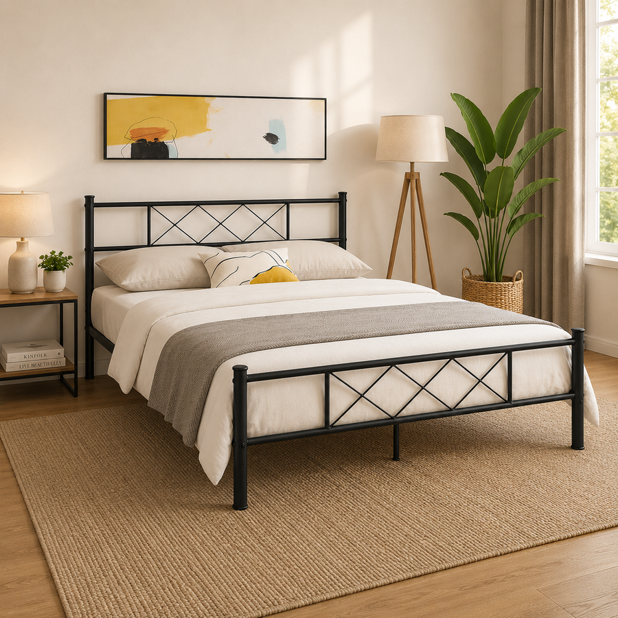 Hulk Metal Queen Size Bed | Metal Double Bed with Headboard | Bed for Bedroom Home | Iron Black