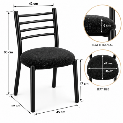 ANISHWAR Set of 2 Modern Dining Chairs for Home | Black Metal Frame with Cushioned Seat | 83 cm High Dining Chairs | Green & Black Cushion Colour Options | Dining Room & Kitchen Chairs
