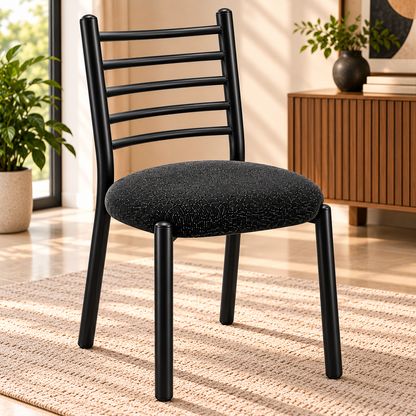 ANISHWAR Set of 2 Modern Dining Chairs for Home | Black Metal Frame with Cushioned Seat | 83 cm High Dining Chairs | Green & Black Cushion Colour Options | Dining Room & Kitchen Chairs