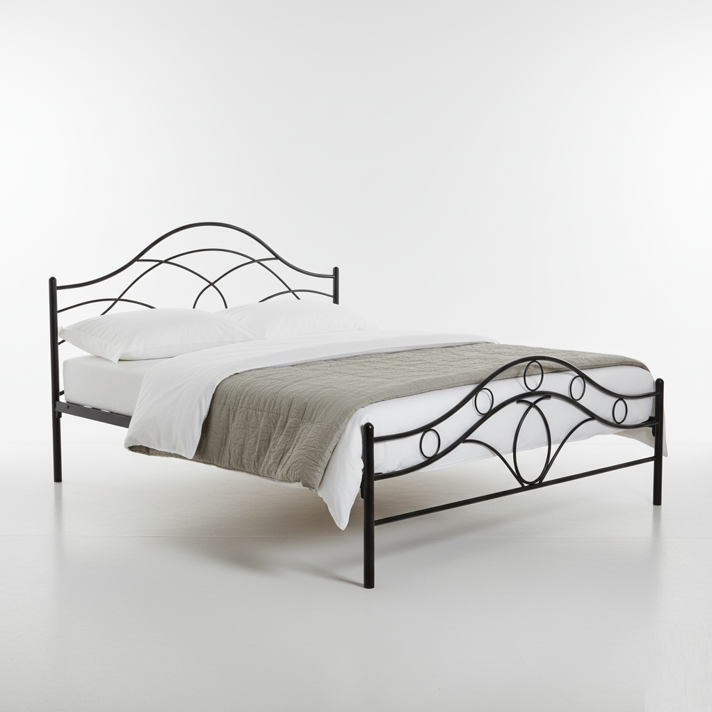 Metal King Size Bed | Metal Double Bed with Headboard | Bed for Bedroom | Iron Black | DIY (Do It Yourself)