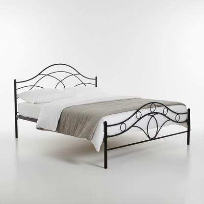 Metal King Size Bed | Metal Double Bed with Headboard | Bed for Bedroom | Iron Black | DIY (Do It Yourself)