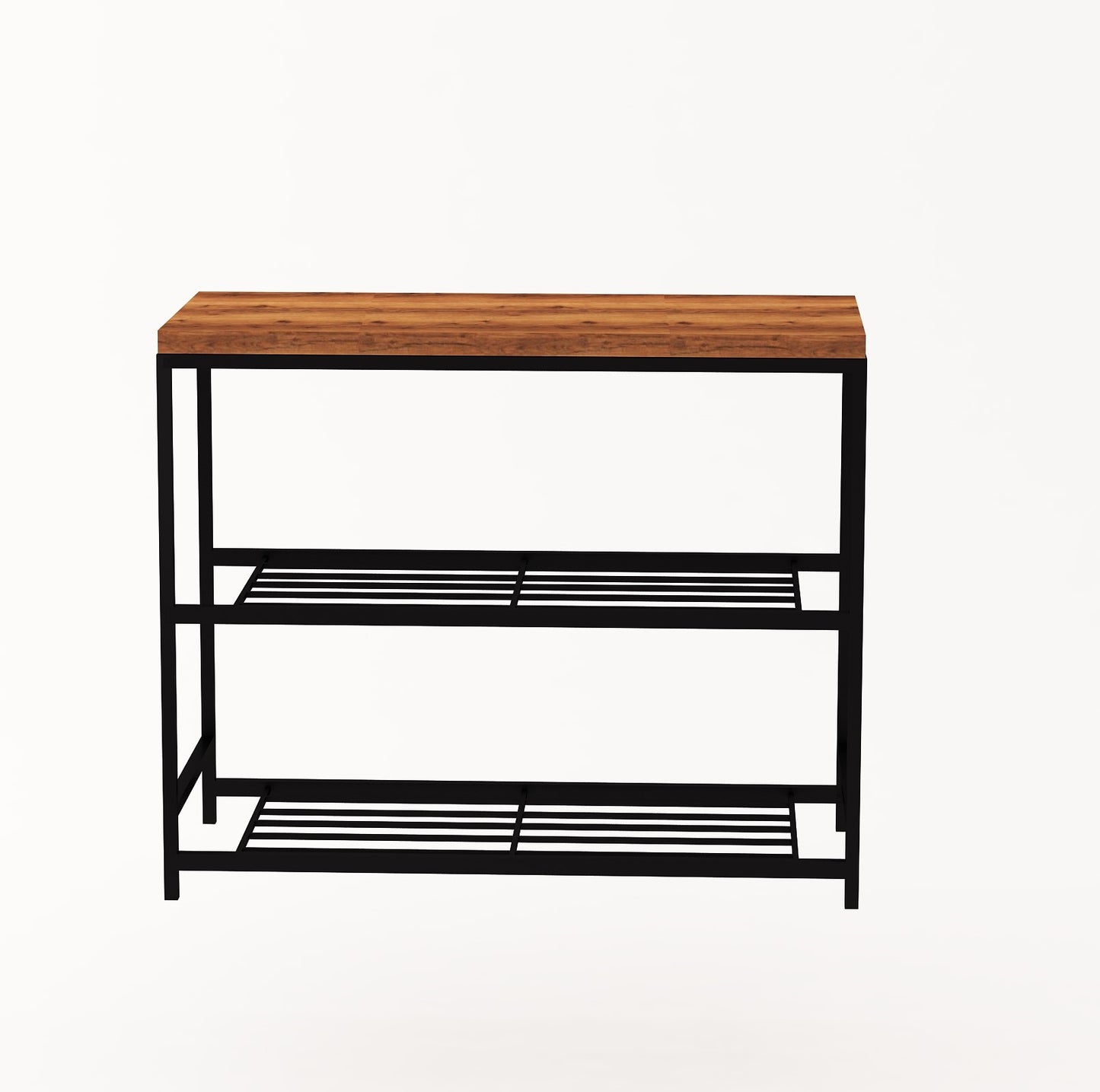 Metal Stackable 3 Tier Shoe Rack for Entryway | MDF Engendered Wooden Top Shoe Stand for Home and Office | Chappal Stand Entryway Organizer (Black)