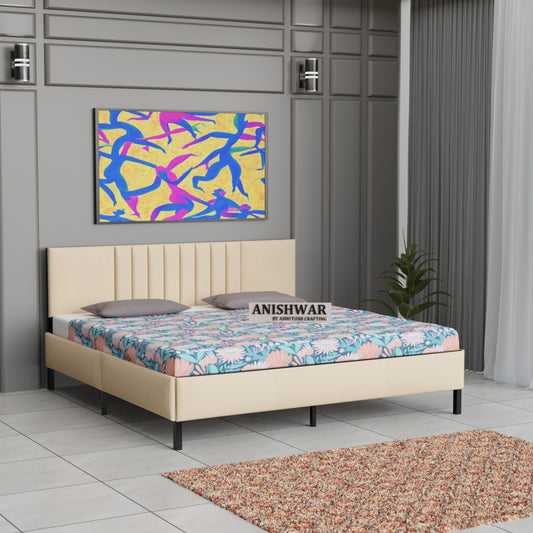Anishwar Angela Upholstered Queen Bed ( Cream Finish )