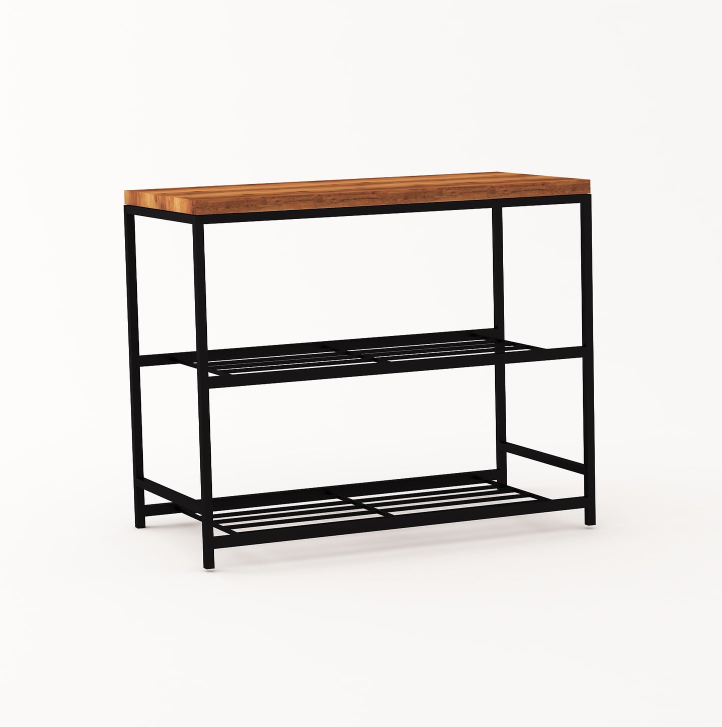 Metal Stackable 3 Tier Shoe Rack for Entryway | MDF Engendered Wooden Top Shoe Stand for Home and Office | Chappal Stand Entryway Organizer (Black)