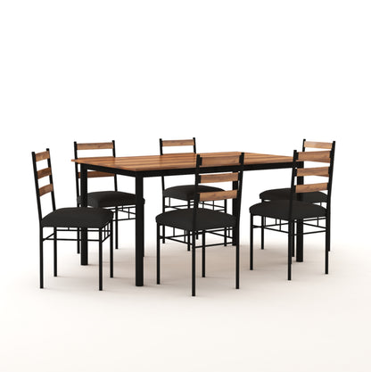 ANISHWAR 6 Seater Dining Table Set with 6 Chairs | 59 × 35.5 × 29.5 Inch Dining Table | Premium Wooden Finish Top | Strong Metal Frame