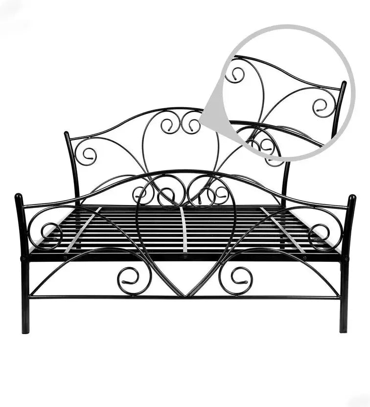 Wrought Iron Metal Queen Bed  (Finish Color - Black, Delivery Condition - DIY(Do-It-Yourself))