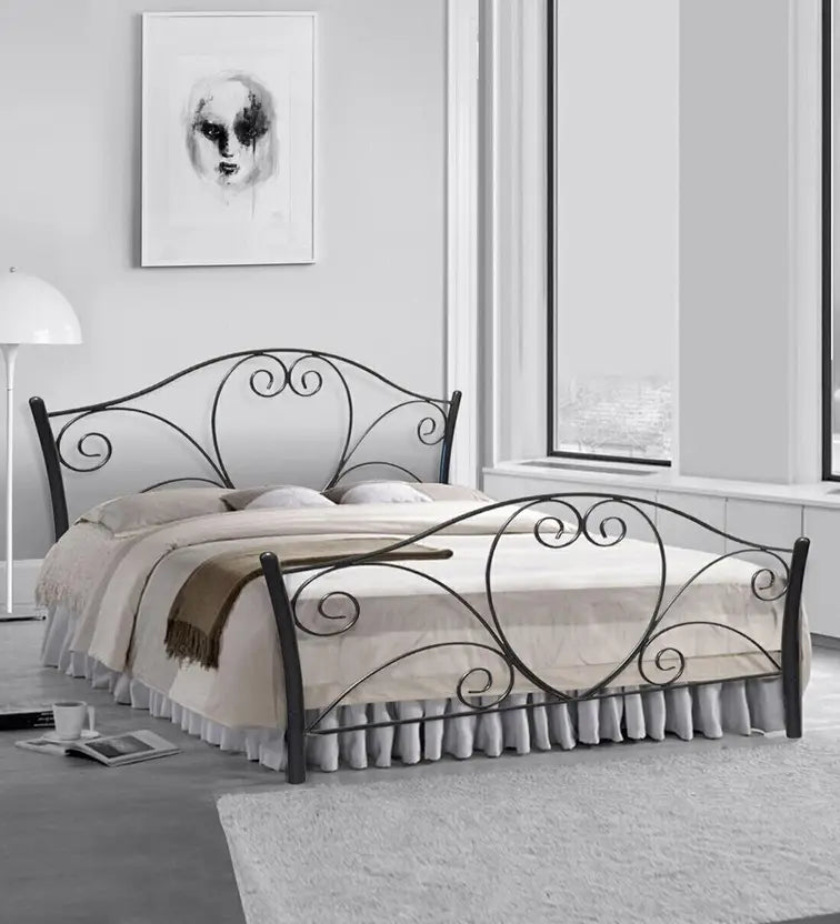 Wrought Iron Metal Queen Bed  (Finish Color - Black, Delivery Condition - DIY(Do-It-Yourself))