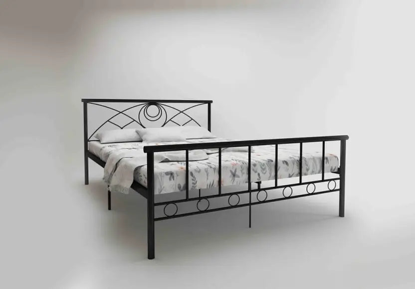Olga Wrought Iron Metal Queen Bed  (Finish Color - Black, Delivery Condition - DIY(Do-It-Yourself))