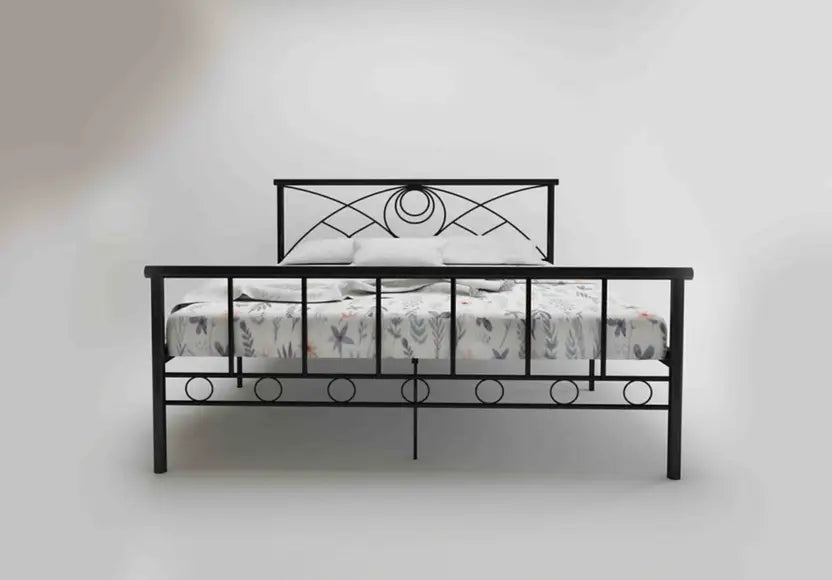 Olga Wrought Iron Metal Queen Bed  (Finish Color - Black, Delivery Condition - DIY(Do-It-Yourself))