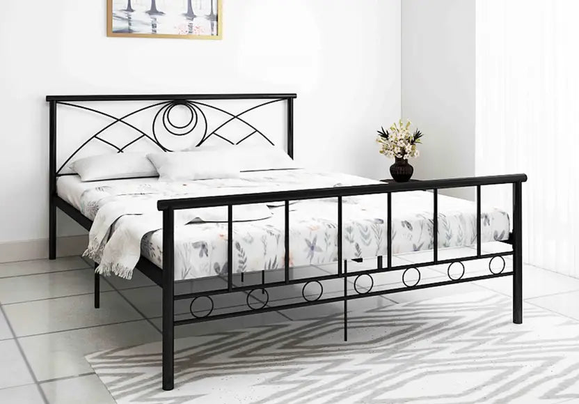 Olga Wrought Iron Metal Queen Bed  (Finish Color - Black, Delivery Condition - DIY(Do-It-Yourself))