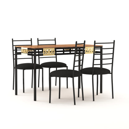 Engendered Wood Top Dining Table with Cushioned Chairs | Metal Dining Table Set for Living Room Dinning Hall Home Hotel