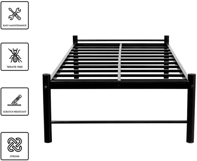 Osaka Wrought Iron Metal Single Bed  (Finish Color - Black, Delivery Condition - DIY(Do-It-Yourself))