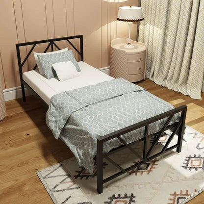 Columba Wrought Iron Metal Single Bed  (Finish Color - Black, Delivery Condition - DIY(Do-It-Yourself))